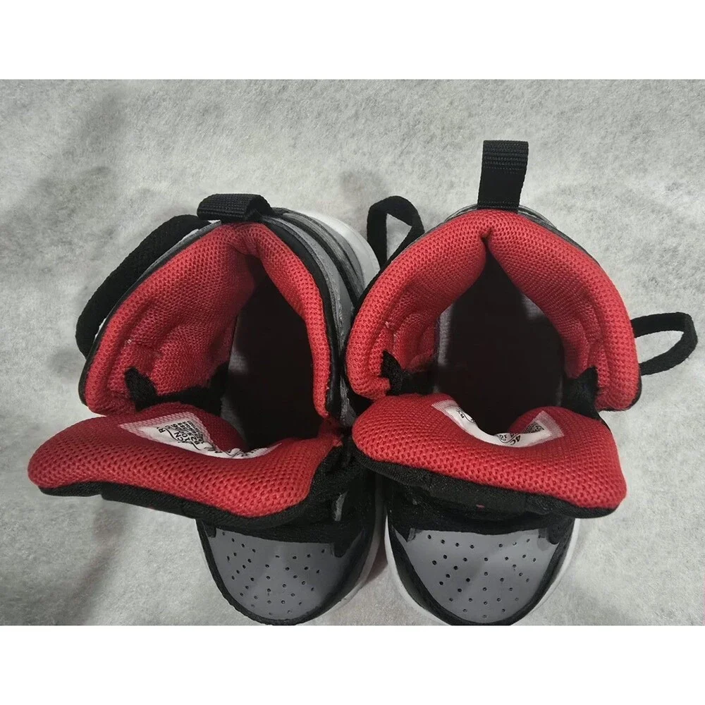 Air Jordan 1 Mid (TD) Baby 4C (Black/Cement Grey-Fire Red-White) DQ8425-006